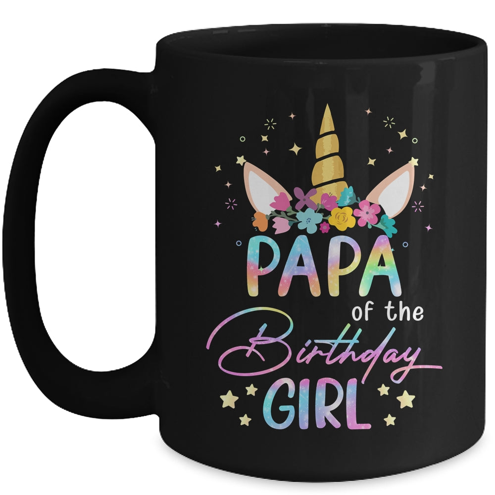 Unicorn Papa Of The Birthday Girl Unicorn Flower Birthday Mug | teecentury