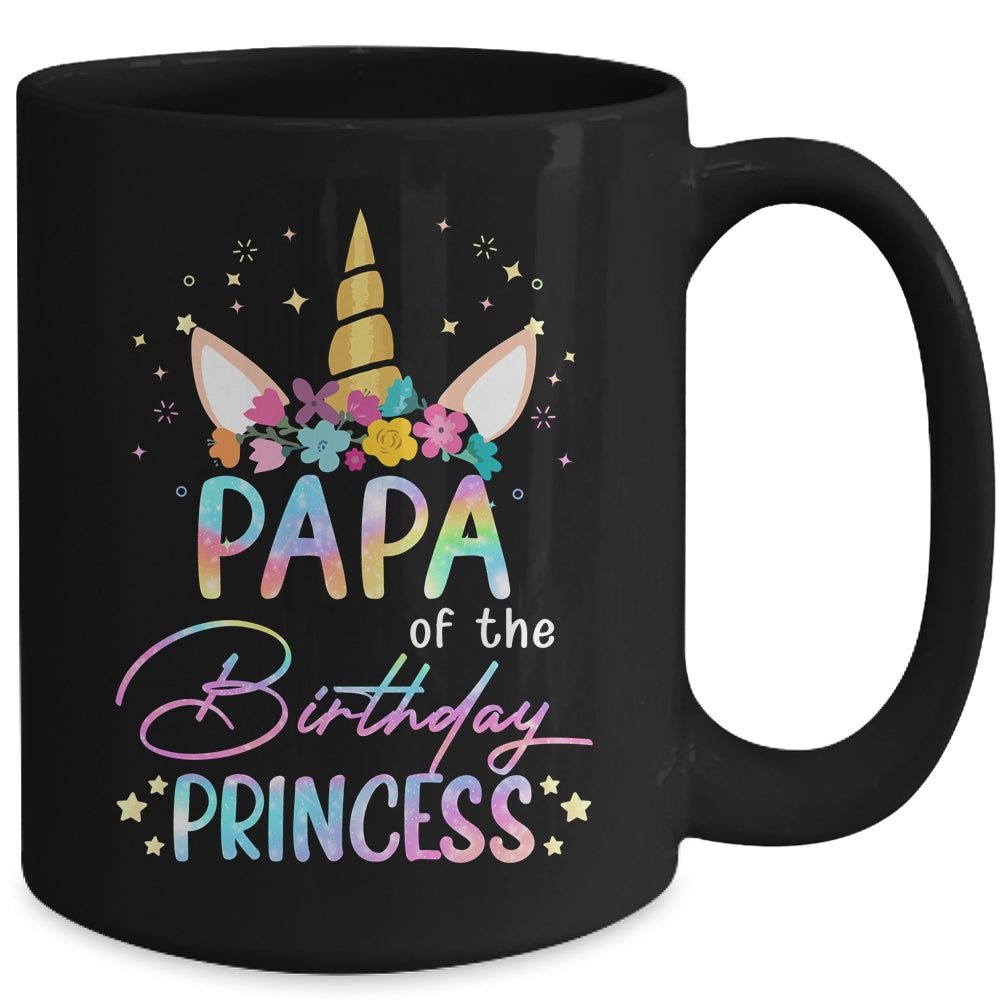 Unicorn Papa Of The Birthday Princess Unicorn Flower Birthday Mug | teecentury