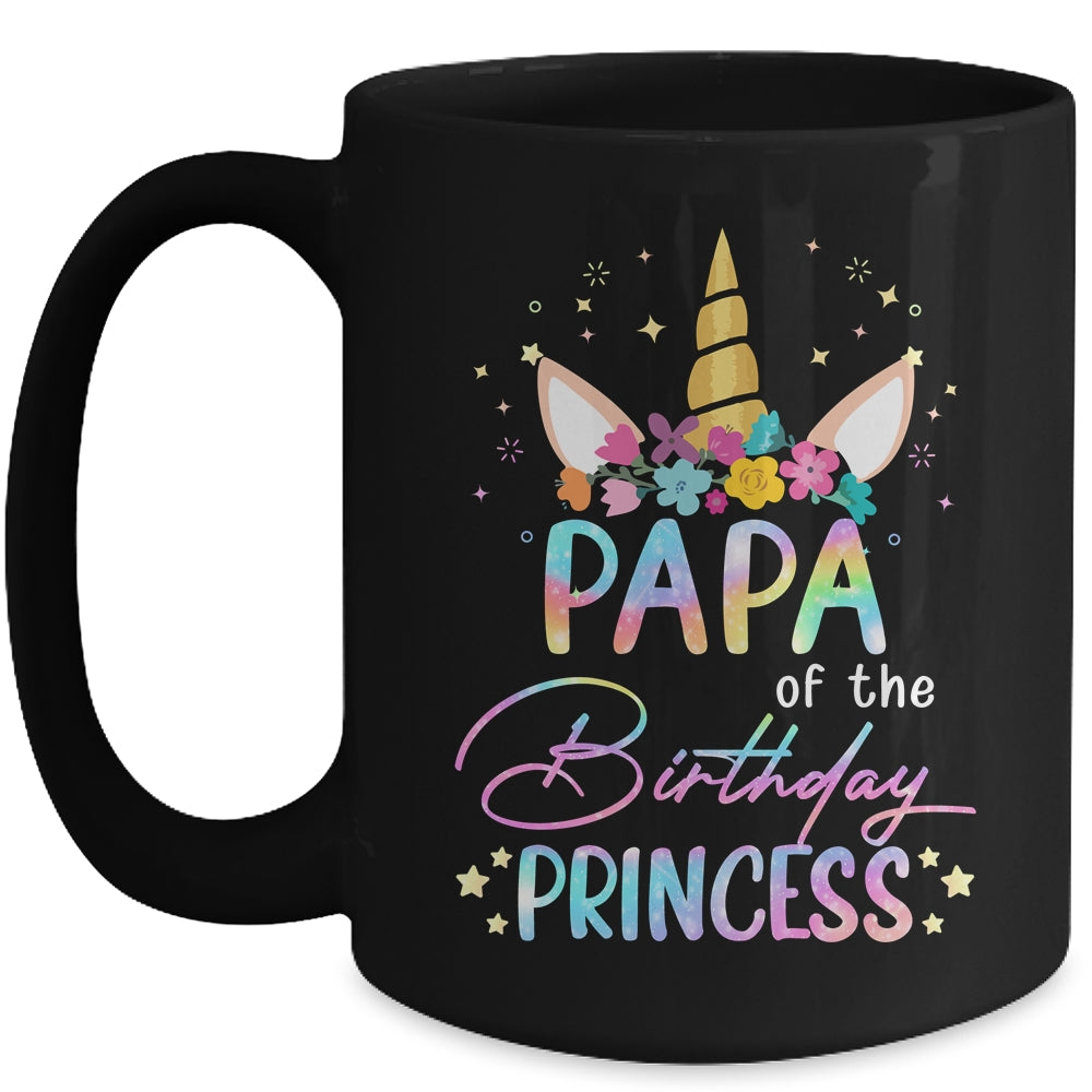 Unicorn Papa Of The Birthday Princess Unicorn Flower Birthday Mug | teecentury