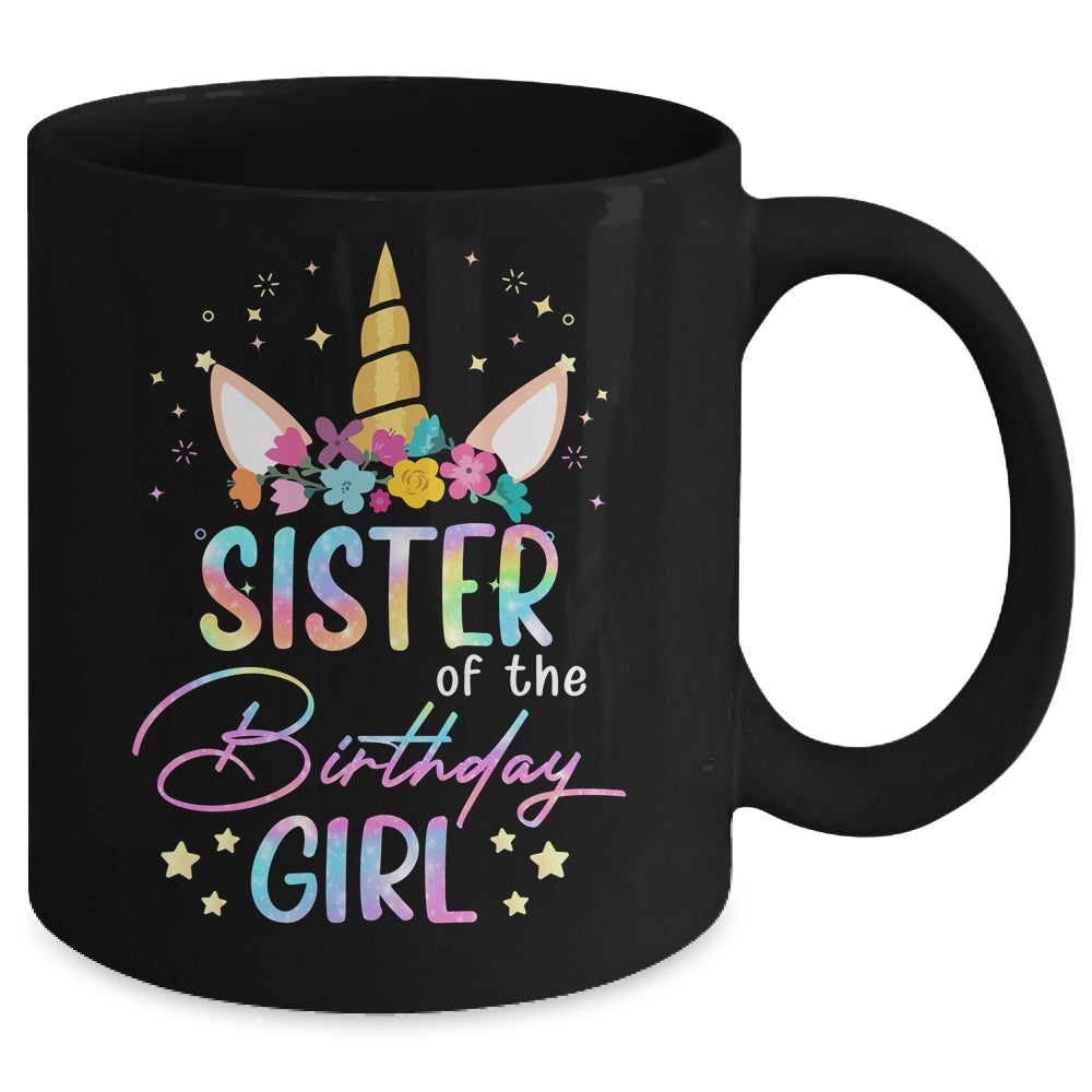 Unicorn Sister Of The Birthday Girl Unicorn Flower Birthday Mug | teecentury