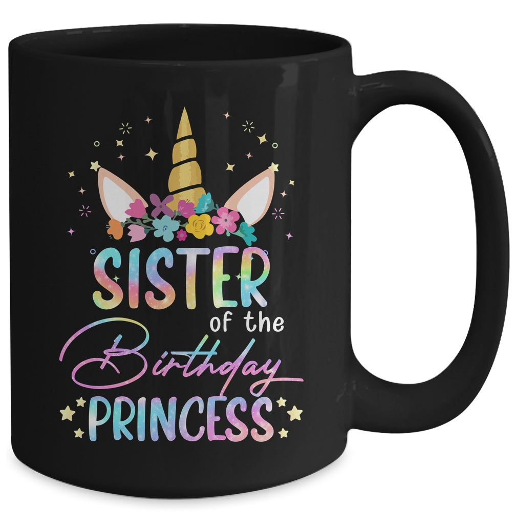 Unicorn Sister Of The Birthday Princess Unicorn Flower Birthday Mug | teecentury