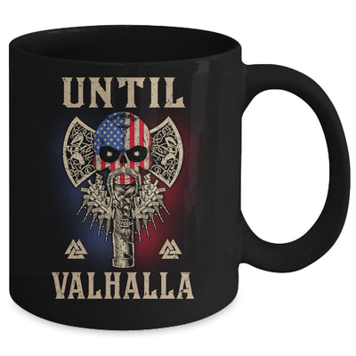 Until Valhalla Viking US Flag Skull Vintage Mug Coffee Mug | Teecentury.com