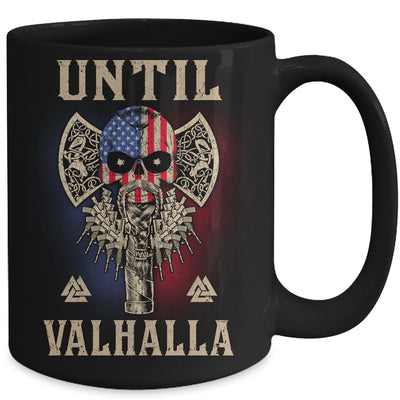 Until Valhalla Viking US Flag Skull Vintage Mug Coffee Mug | Teecentury.com