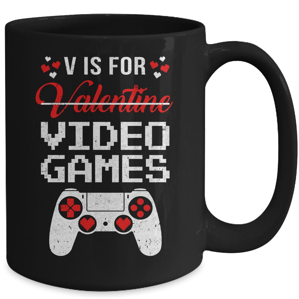 V Is For Video Games Valentines Day Funny Gamer Boy Men Gift Mug Coffee Mug | Teecentury.com