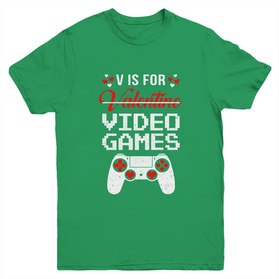 V Is For Video Games Valentines Day Funny Gamer Boy Men Gift Youth Youth Shirt | Teecentury.com