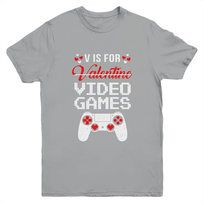 V Is For Video Games Valentines Day Funny Gamer Boy Men Gift Youth Youth Shirt | Teecentury.com