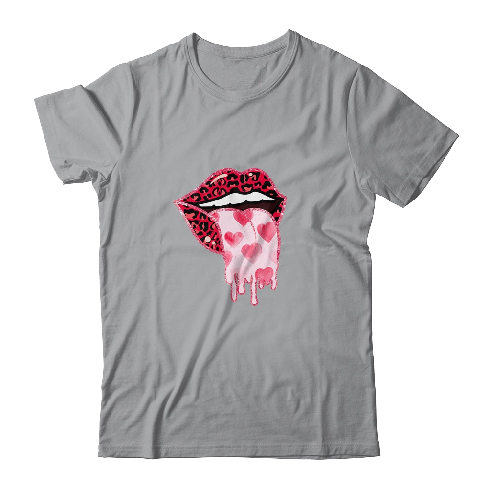 Valentine's Day Lip Tongue Out Leopard Lips Heart Tongue T-Shirt & Tank Top | Teecentury.com