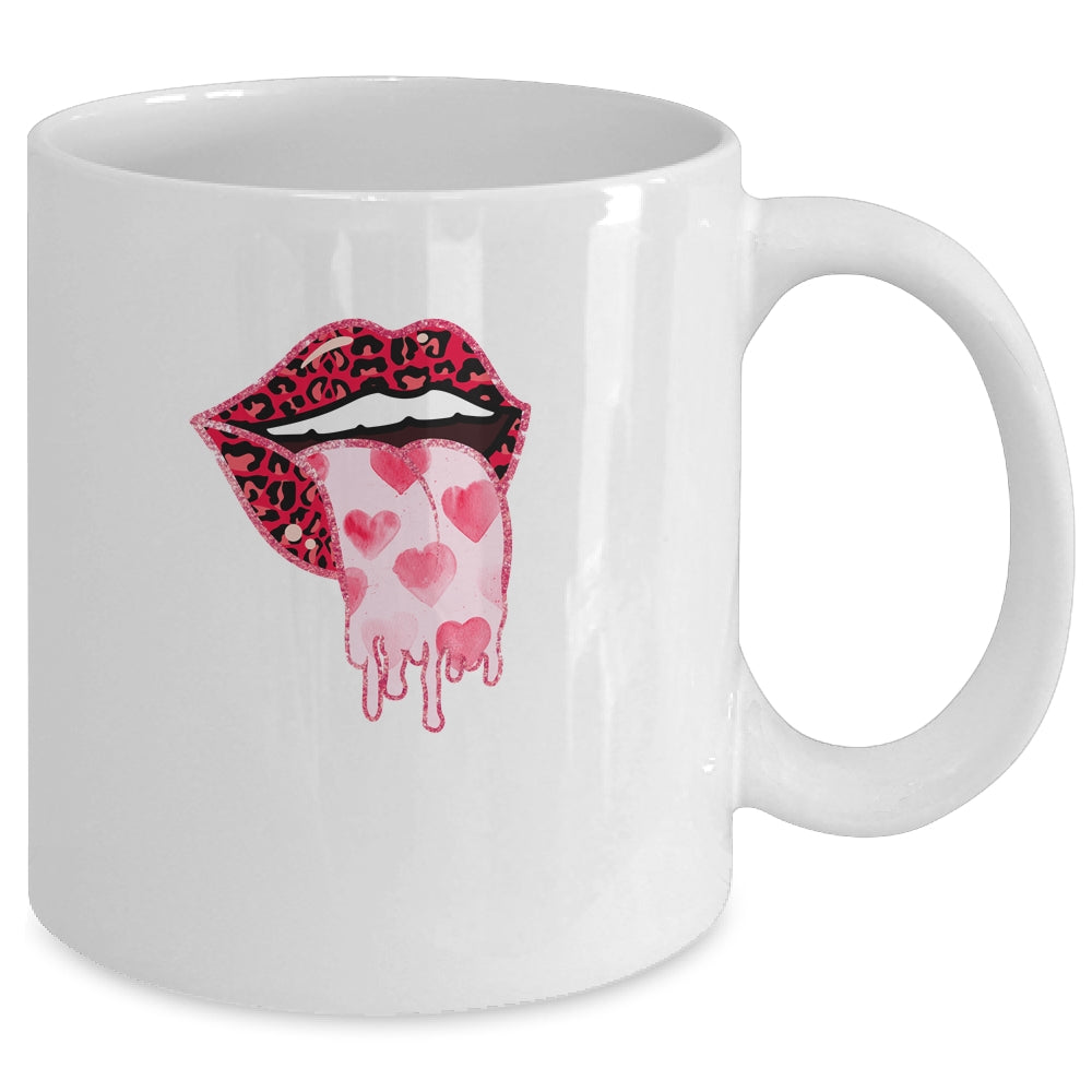 Valentine's Day Lip Tongue Out Leopard Lips Heart Tongue Mug Coffee Mug | Teecentury.com