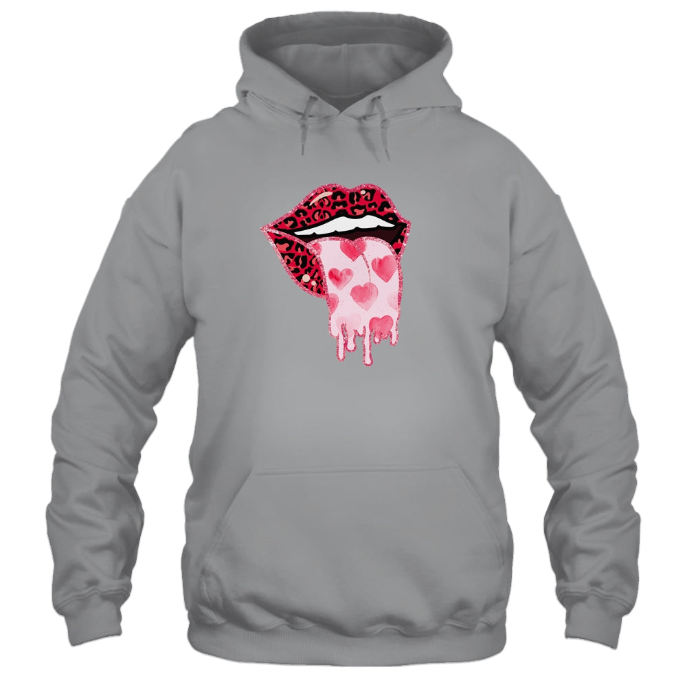 Valentine's Day Lip Tongue Out Leopard Lips Heart Tongue T-Shirt & Tank Top | Teecentury.com