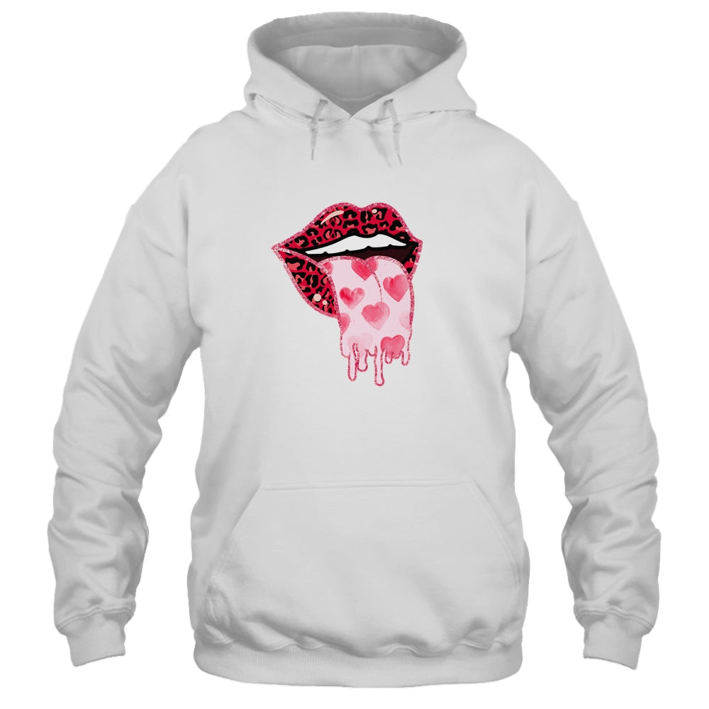 Valentine's Day Lip Tongue Out Leopard Lips Heart Tongue T-Shirt & Tank Top | Teecentury.com