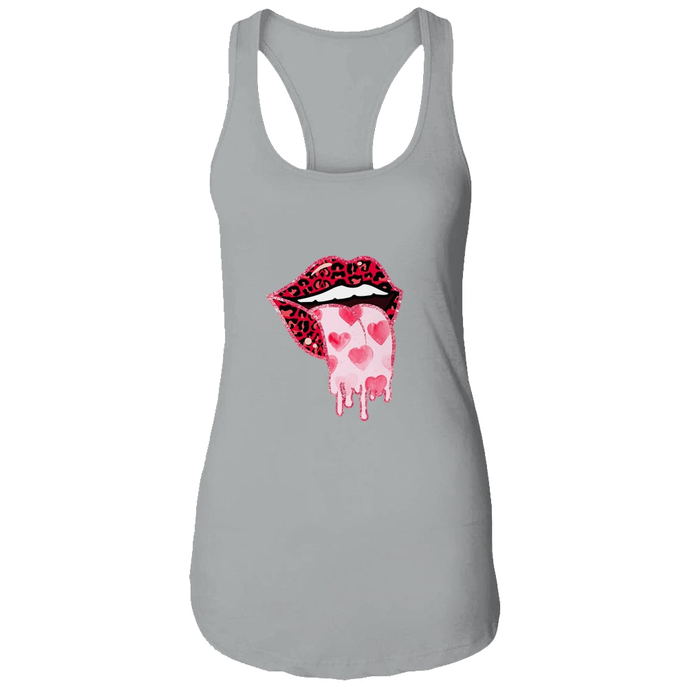 Valentine's Day Lip Tongue Out Leopard Lips Heart Tongue T-Shirt & Tank Top | Teecentury.com