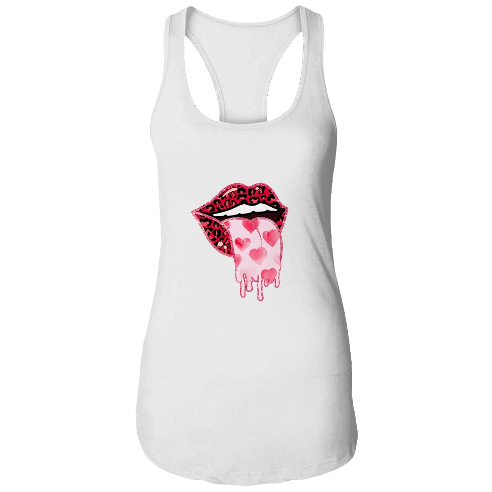 Valentine's Day Lip Tongue Out Leopard Lips Heart Tongue T-Shirt & Tank Top | Teecentury.com