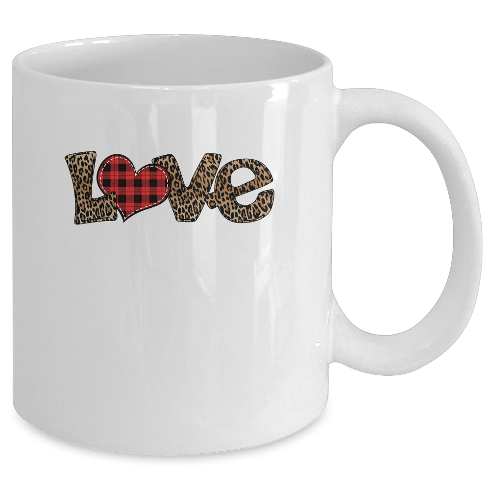 Valentine's Day Love Heart Graphic Buffalo Leopard Printed Mug Coffee Mug | Teecentury.com