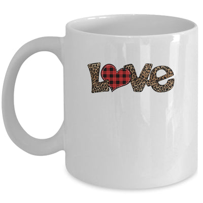 Valentine's Day Love Heart Graphic Buffalo Leopard Printed Mug Coffee Mug | Teecentury.com