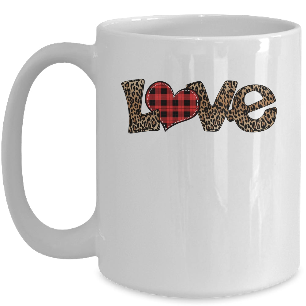 Valentine's Day Love Heart Graphic Buffalo Leopard Printed Mug Coffee Mug | Teecentury.com
