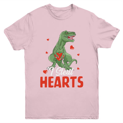 Valentines Day Dinosaur I Steal Hearts T-Rex Boys Kids Gift Youth Youth Shirt | Teecentury.com