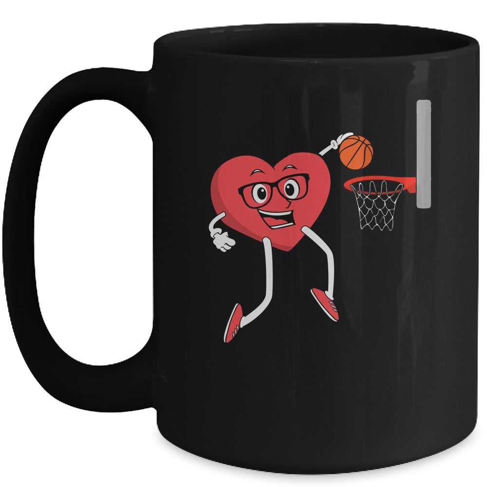 Valentines Day Heart Dunking Basketball Boys Girls Kids Gift Mug Coffee Mug | Teecentury.com