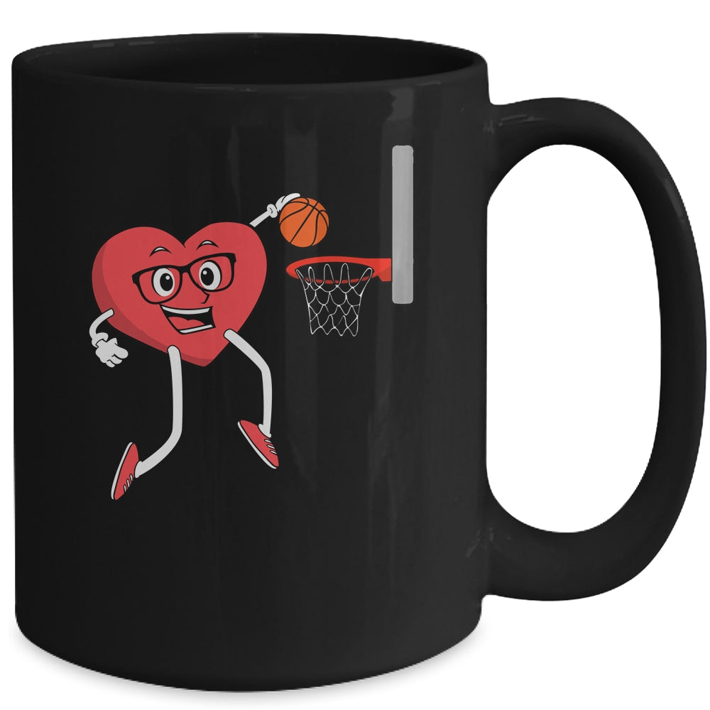 Valentines Day Heart Dunking Basketball Boys Girls Kids Gift Mug Coffee Mug | Teecentury.com