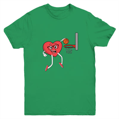Valentines Day Heart Dunking Basketball Boys Girls Kids Gift Youth Youth Shirt | Teecentury.com