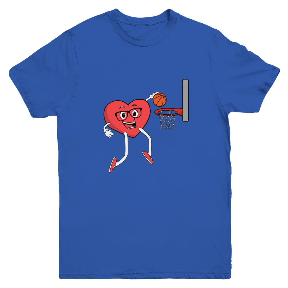 Valentines Day Heart Dunking Basketball Boys Girls Kids Gift Youth Youth Shirt | Teecentury.com