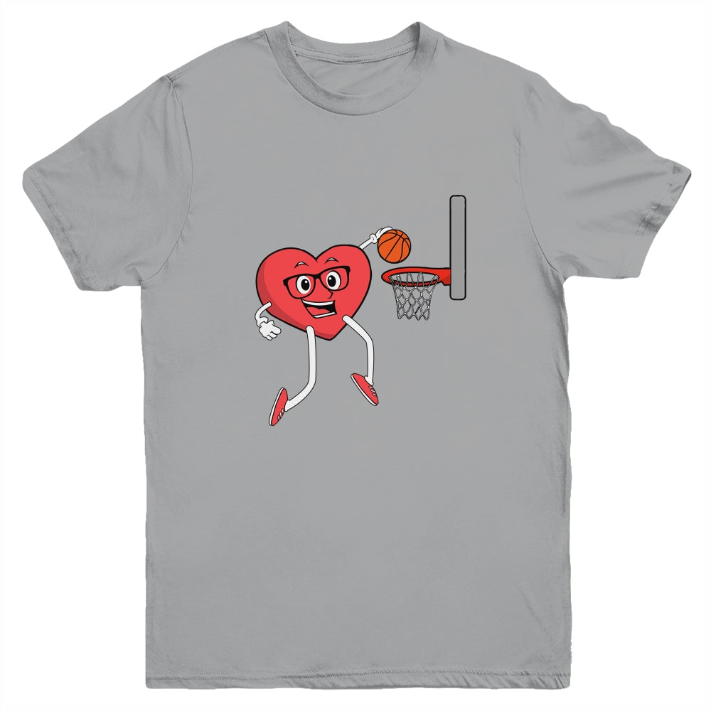 Valentines Day Heart Dunking Basketball Boys Girls Kids Gift Youth Youth Shirt | Teecentury.com