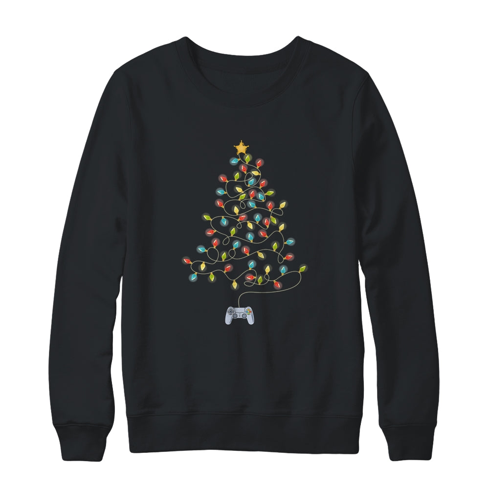 Video Game Christmas Tree Lights Xmas Gaming T-Shirt & Sweatshirt | Teecentury.com