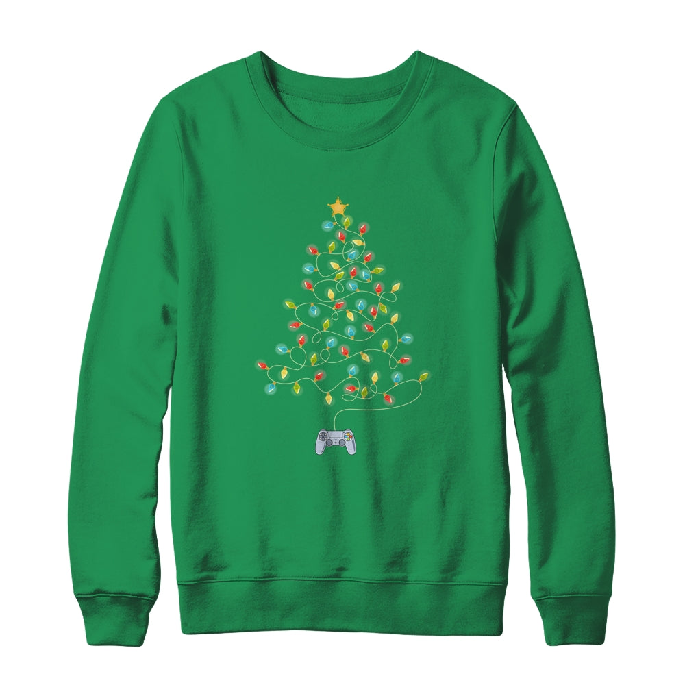 Video Game Christmas Tree Lights Xmas Gaming T-Shirt & Sweatshirt | Teecentury.com