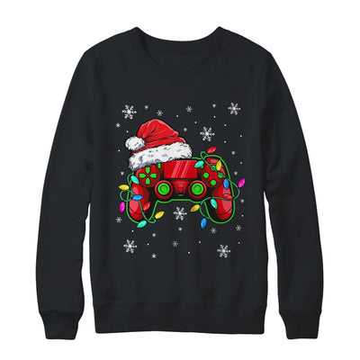 Video Game Controller Christmas Santa Hat Boys Gamer Shirt & Sweatshirt | teecentury
