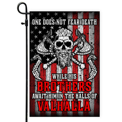 Viking Flag While His Brothers Await Him in The Halls of Valhalla Flag | Teecentury.com