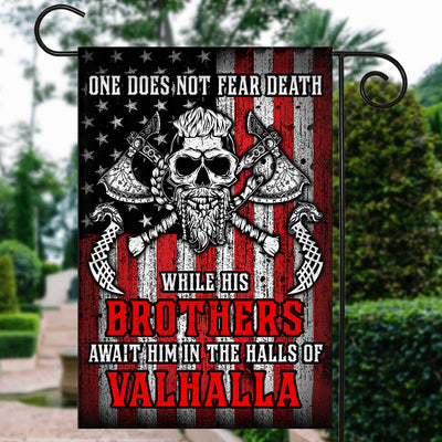 Viking Flag While His Brothers Await Him in The Halls of Valhalla Flag | Teecentury.com