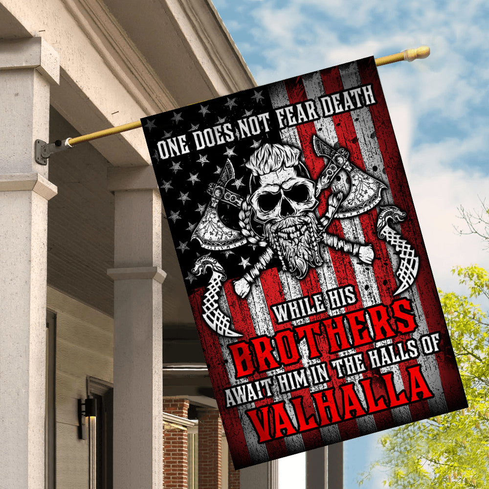 Viking Flag While His Brothers Await Him in The Halls of Valhalla Flag | Teecentury.com