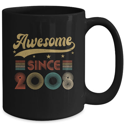 Vintage 15 Birthday Decorations Men Women Awesome Since 2008 Mug | teecentury