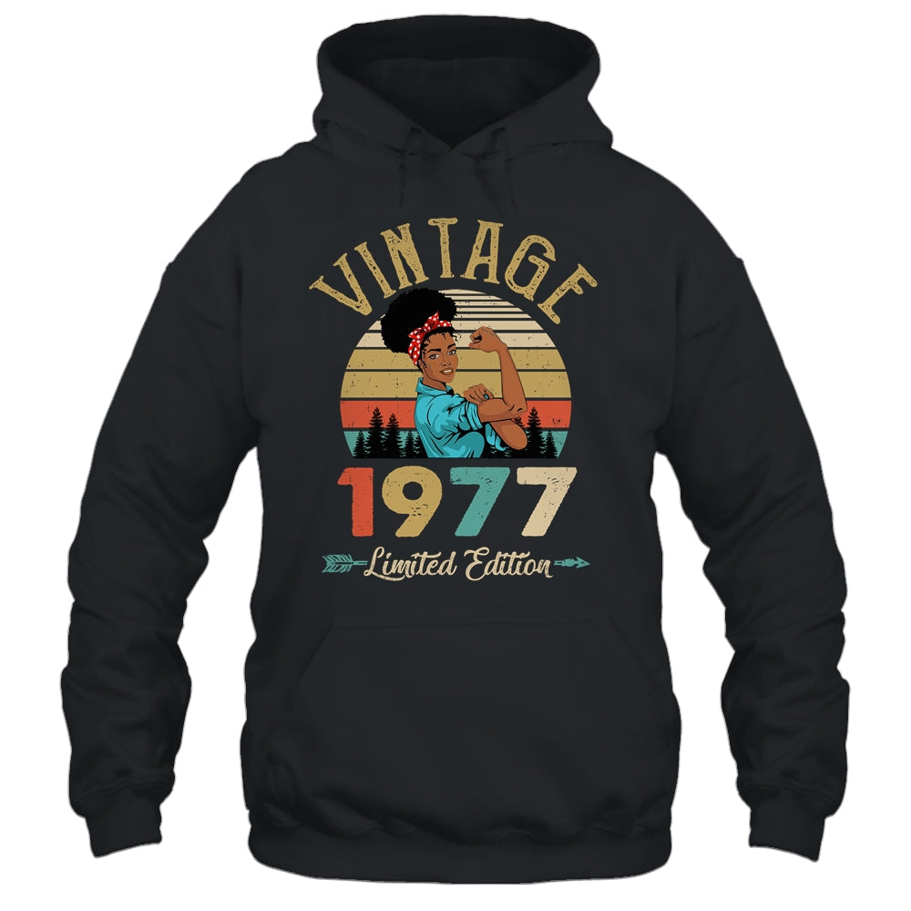 Vintage 1977 45th Birthday Afro Black Woman 45 Years Old Shirt & Hoodie | teecentury