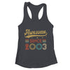 Vintage 20 Birthday Decorations Men Women Awesome Since 2003 Shirt & Tank Top | teecentury