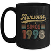 Vintage 25 Birthday Decorations Men Women Awesome Since 1998 Mug | teecentury