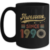 Vintage 33 Birthday Decorations Men Women Awesome Since 1990 Mug | teecentury