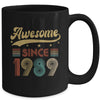 Vintage 34 Birthday Decorations Men Women Awesome Since 1989 Mug | teecentury