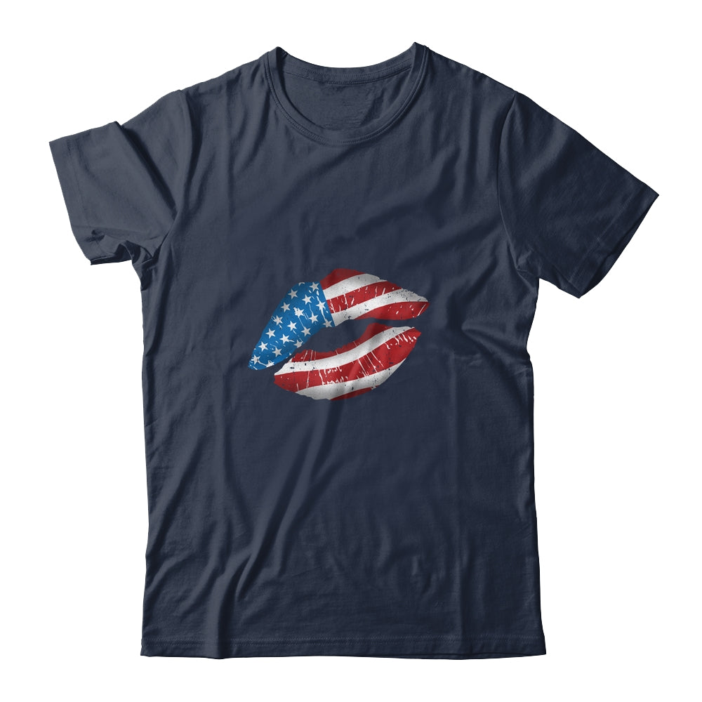 Vintage American Flag Lips 4th Of July Patriotic USA T-Shirt & Tank Top | Teecentury.com