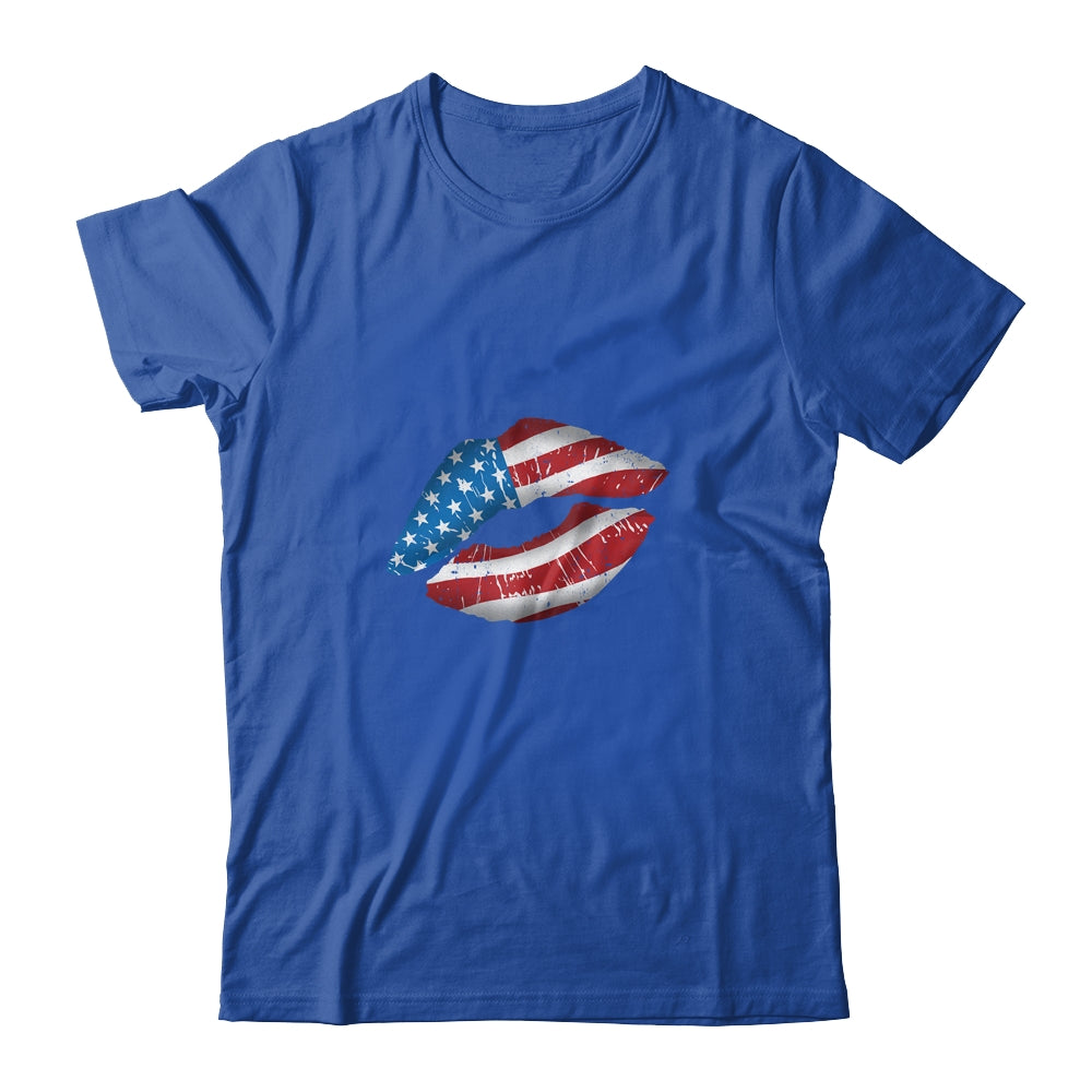 Vintage American Flag Lips 4th Of July Patriotic USA T-Shirt & Tank Top | Teecentury.com