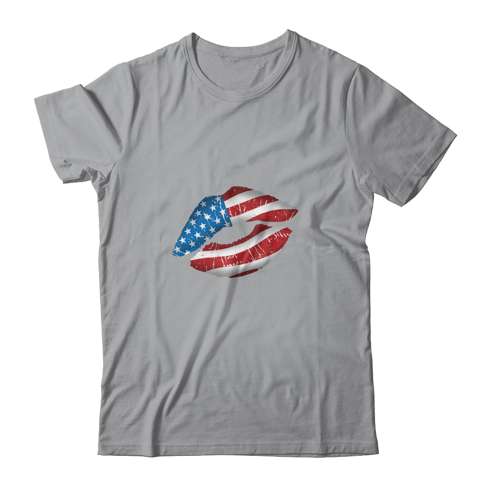 Vintage American Flag Lips 4th Of July Patriotic USA T-Shirt & Tank Top | Teecentury.com