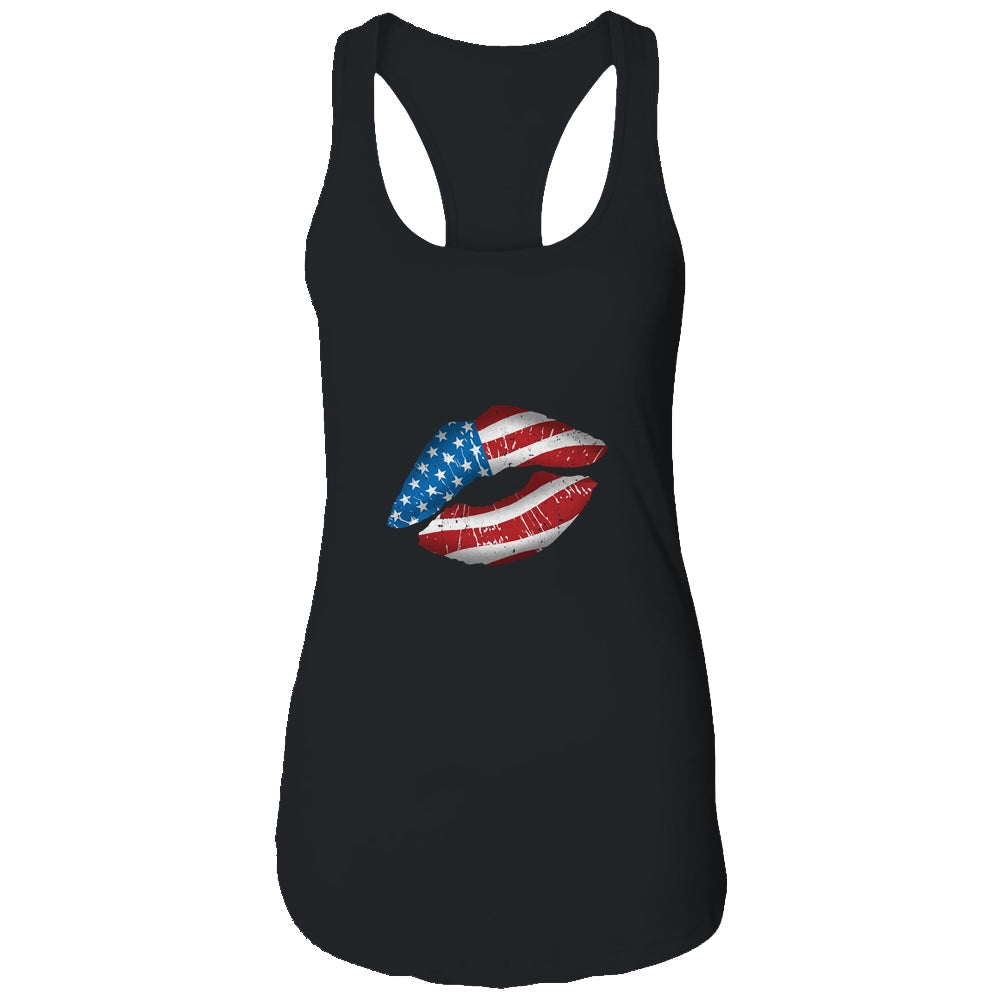 Vintage American Flag Lips 4th Of July Patriotic USA T-Shirt & Tank Top | Teecentury.com