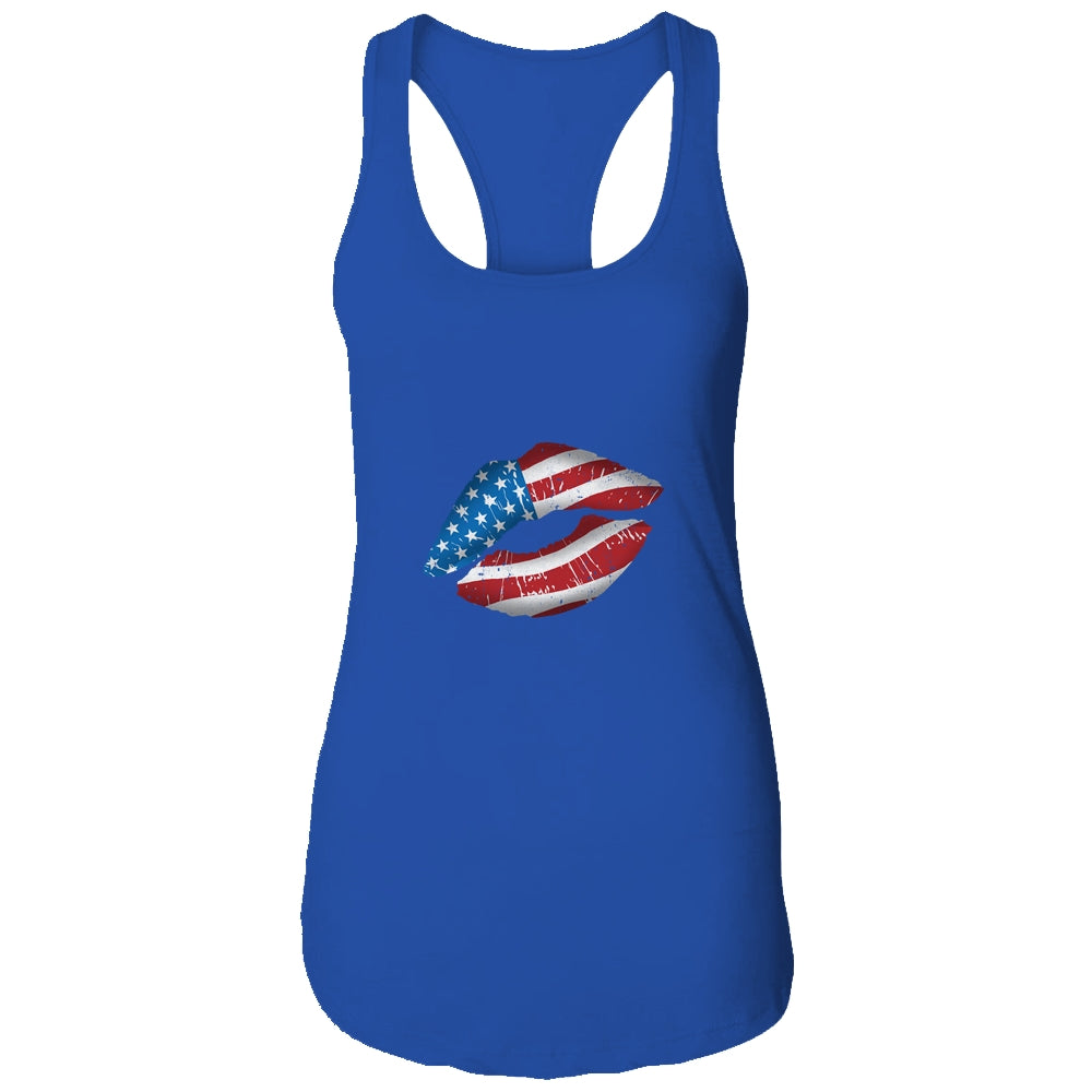 Vintage American Flag Lips 4th Of July Patriotic USA T-Shirt & Tank Top | Teecentury.com