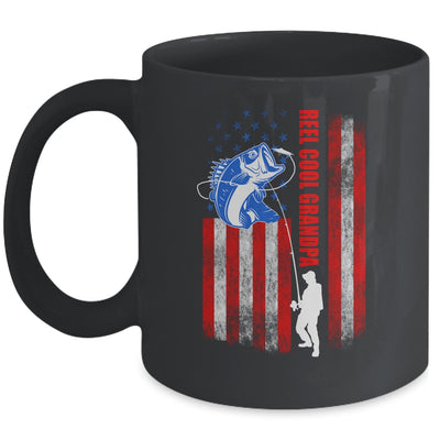 Vintage Fishing Reel Cool Grandpa Gift USA Flag Mug Coffee Mug | Teecentury.com