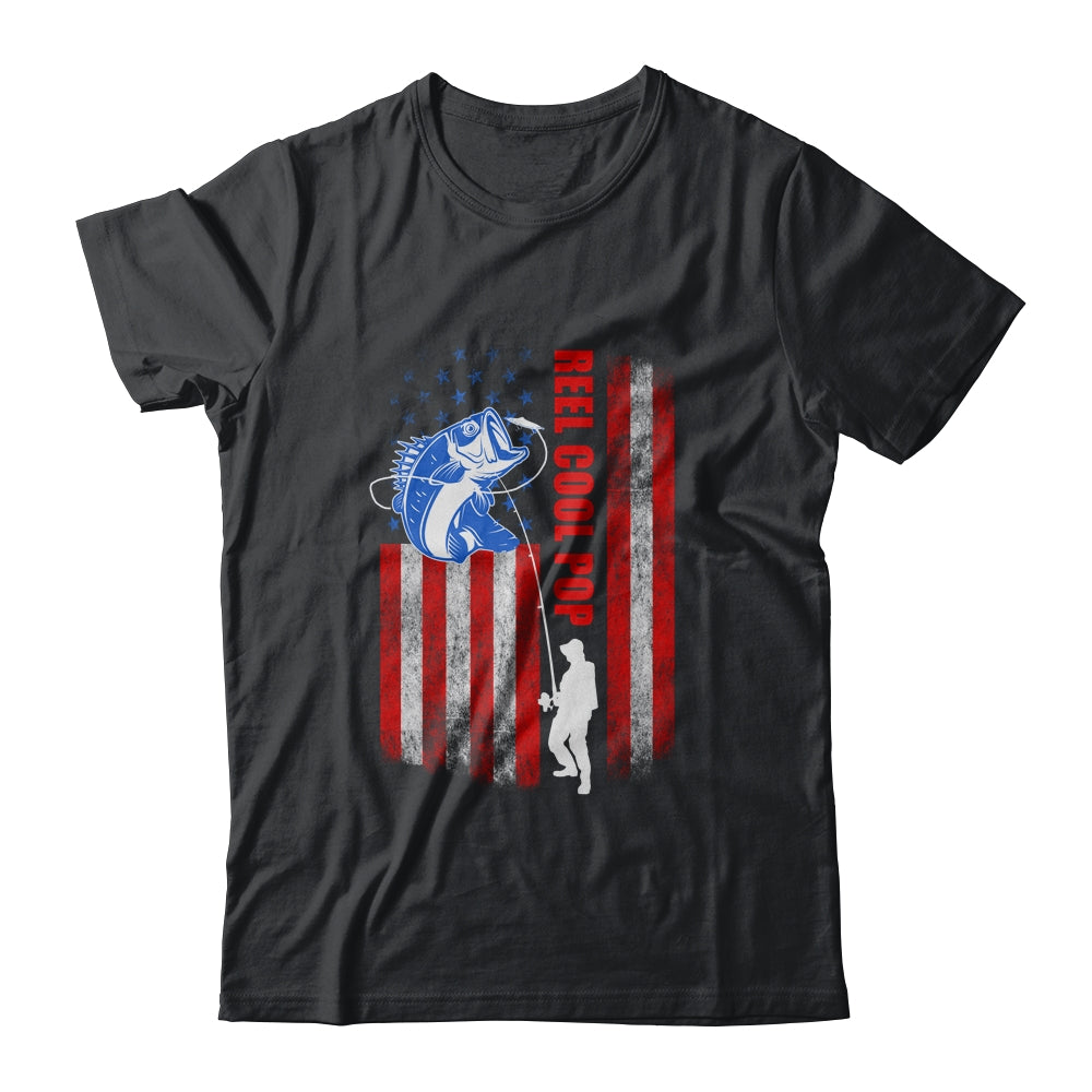 Vintage Fishing Reel Cool Pop Gift USA Flag Shirt & Hoodie