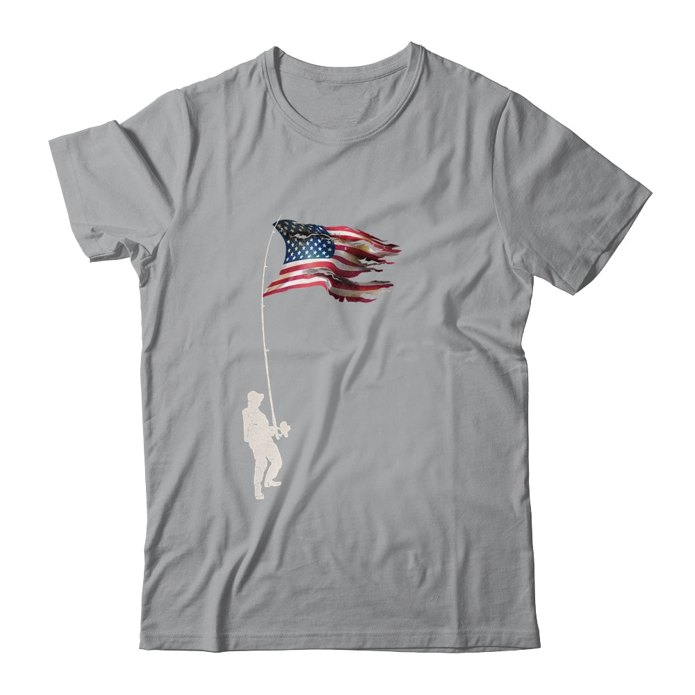 Vintage Fishing Rod American Flag Funny Fishing Gift T-Shirt & Hoodie | Teecentury.com