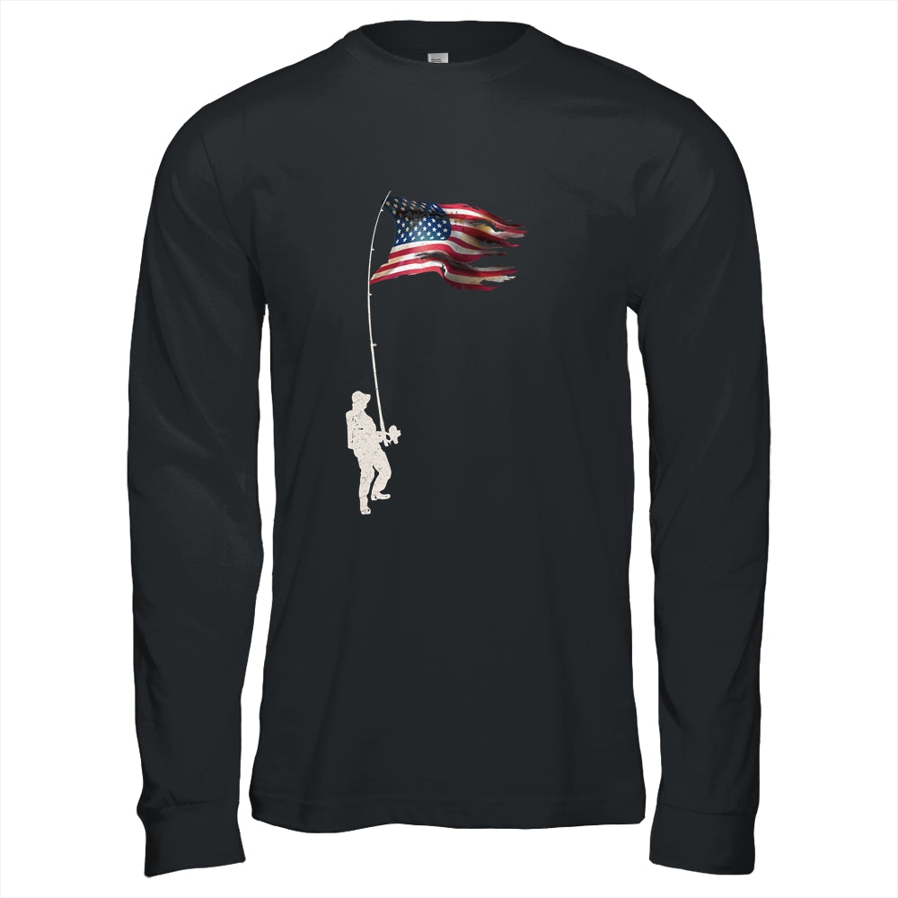Vintage Fishing Rod American Flag Funny Fishing Gift T-Shirt & Hoodie | Teecentury.com
