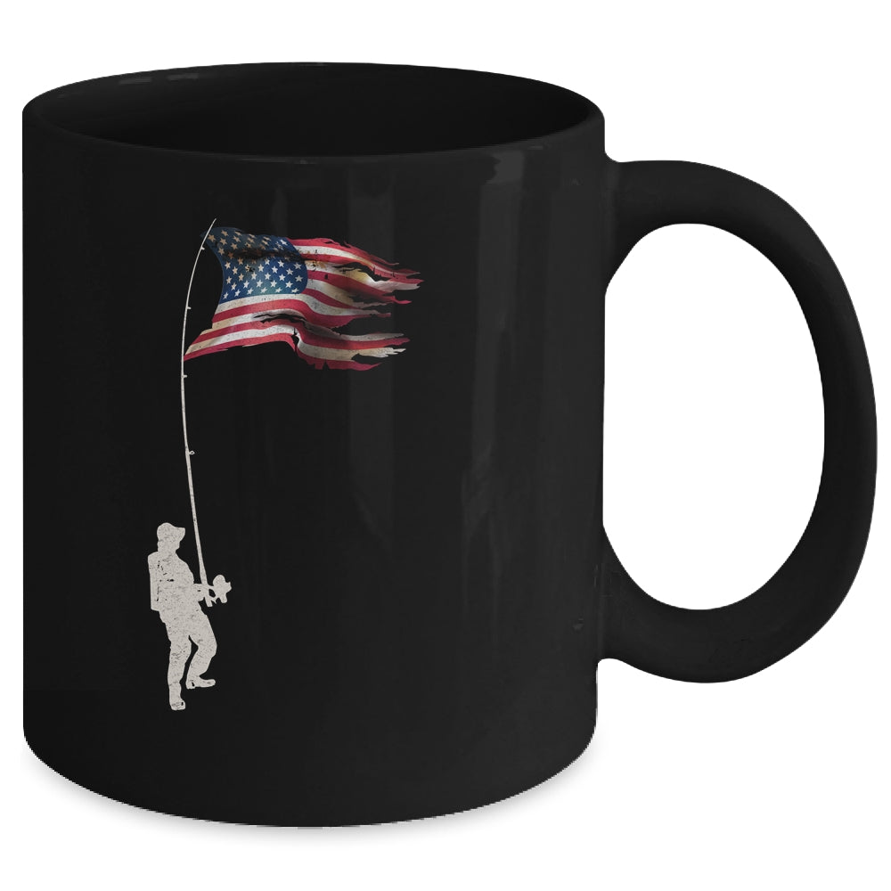 Vintage Fishing Rod American Flag Funny Fishing Gift Mug Coffee Mug | Teecentury.com