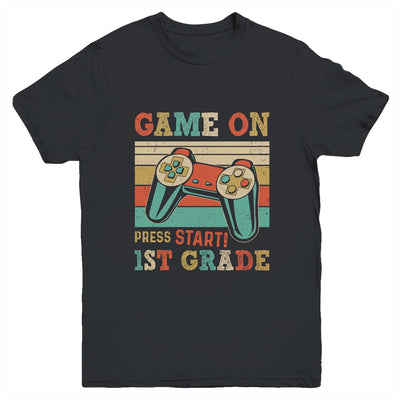 Vintage Game On Press Start 1st Grade Gamer Back To School Youth Shirt | teecentury