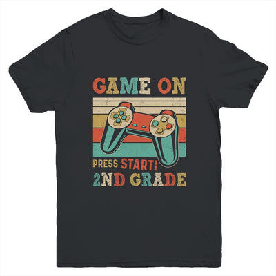 Vintage Game On Press Start 2nd Grade Gamer Back To School Youth Shirt | teecentury