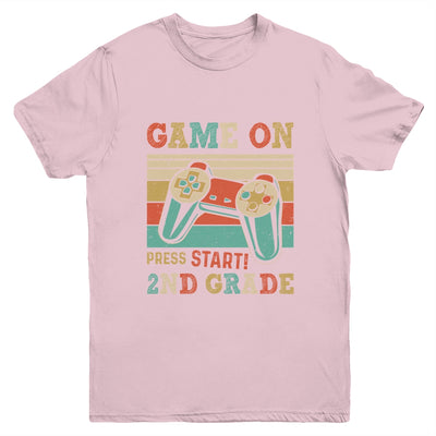 Vintage Game On Press Start 2nd Grade Gamer Back To School Youth Shirt | teecentury